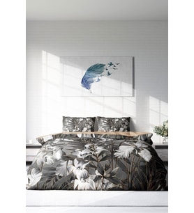 Çift Kişilik ( Lastikli Çarşaflı ) %100 Pamuk Saten Nevresim Takımı Gray Casual