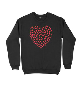 Kırmızı Kalpler Siyah Sweatshirt