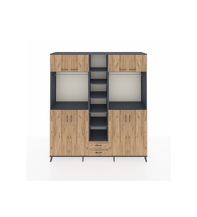 Hyperion Gardrop 14 Raflı 2 Çekmeceli 2 Askılı 220x44x243 Antrasit-Çam/Çam