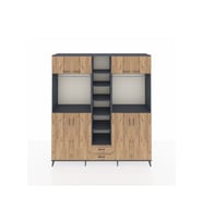 Hyperion Gardrop 14 Raflı 2 Çekmeceli 2 Askılı 220x44x243 Antrasit-Çam/Çam