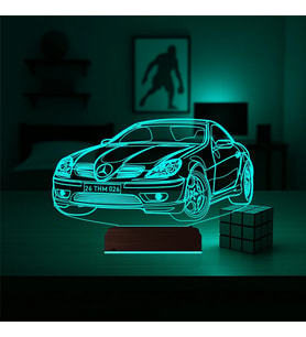Luvivia Spor Araba Mercedes SLK Tasarım Kişiye Özel 3D Lamba - Masa Gece Lambası