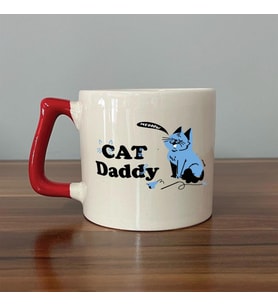 Cat Daddy Baskılı Kırmızı Kulplu D Kupa