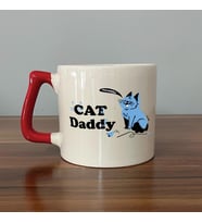 Cat Daddy Baskılı Kırmızı Kulplu D Kupa