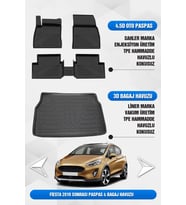 Ford Fiesta 2018 ve Sonrası Uyumlu 4.5D Premium Havuzlu Oto Paspas ve Liner Bagaj Havuzu