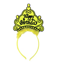Happy Birthday Neon Sarı Renk Doğum Günü Tacı 24X15 Cm