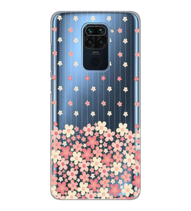 Xiaomi Redmi Note 9 Uyumlu Çiçek Desenli Şeffaf Telefon Kılıfı