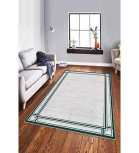 Yeşil Çerçeveli Kaymaz Taban Makinede Yıkanabilir Halı RV056 - 100 x 160 cm