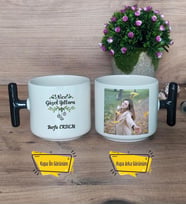 Yeni Yıl Hediyesi Kupa Bardak Fotoğraflı T Siyah Kulplu Yılbaşı Hediyesi