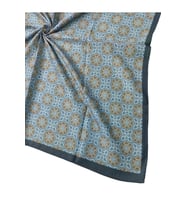 Ebruli Pamuklu Etnik Desenli Soft Eşarp – 90x90 cm (Lacivert-İndigo)