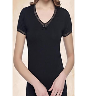 Belinay 8025 Bayan V Yaka Kisa Kol Body (Beyaz)