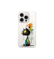 iPhone 15 Pro ile Uyumlu Splash Kedi Tasarımlı Şeffaf Silikon Kılıf
