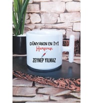 Dünyanın En İyi Hemşiresi Baskılı Kişiye Özel Hemşire Hediyelik T Kulplu Latte Fincanı Kupa Bardak