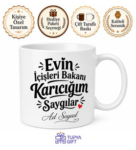 Evin İçişleri Bakanı Karıcığım Saygılar Komik Evlilik Kupası Hediye Bardak