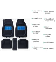 AUDİ A5 SPORTBACK 2018 Uyumlu 3 Cm Havuzlu 5 Parça Set 3D Paspas Takımı Siyah - Mavi