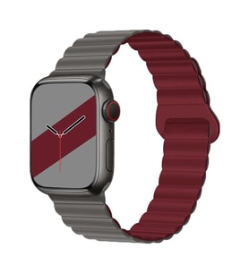 E2M APPLE WATCH 42-44-45-49MM KRD-06 DERİ BÜKME ÇİFT RENKLİ BORDO KORDON