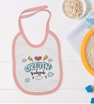 BK Kids Orjin Trakyalı Tasarımlı Pembe Bebek Mama Önlüğü-1