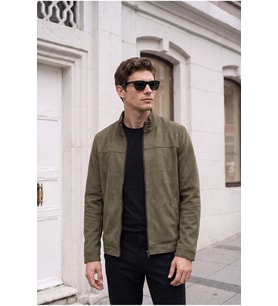 Dik Yaka Slim Fit Mevsimlik Süet Ceket