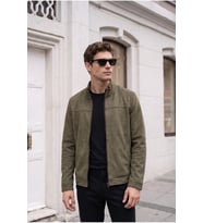 Dik Yaka Slim Fit Mevsimlik Süet Ceket