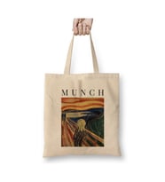 Munch Çığlık Scream Beyaz Bez Çanta Uzun Saplı Alışveriş Çantası Plaj Çantası