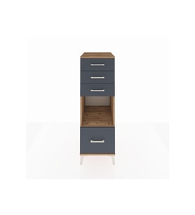 Kronos Dolap Tek Raflı 4 Çekmeceli 44x59x134 Çam-Antrasit