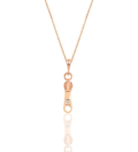 Gümüş rose zirkon taşlı fermuar kolye SGTL11875ROSE