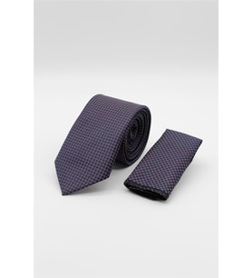 Lacivert-Kırmızı Desenli 7 Cm Kravat 1090260118