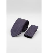 Lacivert-Kırmızı Desenli 7 Cm Kravat 1090260118