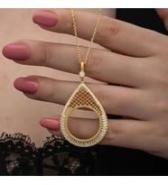 Gold Kaplama Yarım Altın Takılabilir Zirkon Taşlı 925 Ayar Gümüş Kadın Kolye