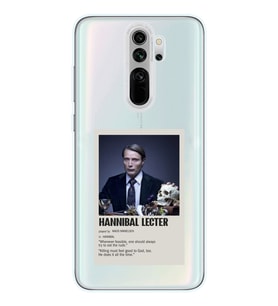 Redmi Note 8 Pro Uyumlu Hannibal Lecter Minimalist Poster Desenli Şeffaf Telefon Kılıfı