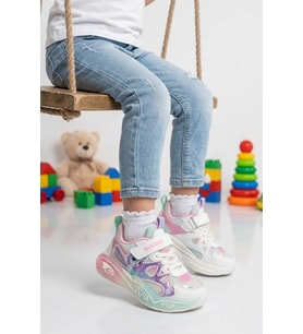 Marcokids Beyaz Cırtlı Hafif Esnek Kız Çocuk Spor Ayakkabı 26Y1234 P