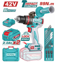 TOTAL LI-ION AKÜLÜ KÖMÜRSÜZ 42V DARBELİ MATKAP TIDLI429982E