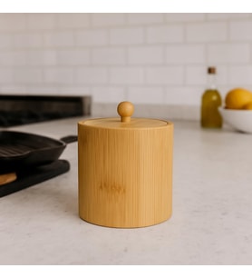 Doğal Bambu Ahşap Baharatlık – Kapaklı Silindir Saklama Kabı 9x10 cm El Yapımı Mutfak Düzeni
