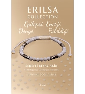 Sertifikalı Epilepsi Denge Enerji Bilekliği - Sedefli Beyaz Akik ve Terahertz Doğal Taş 4 mm (Çok Renkli)
