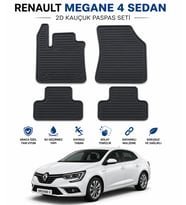 Renault Megane 4 Sedan Uyumlu 2D Kauçuk Oto Paspas 4 Parça Araca Özel Kaymaz Kolay Temizlenir Siyah