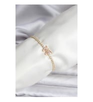 Mey İthalat® Kelebek Model Zirkon Taşlı Gold Renk Pirinç Su Yolu Kadın Bileklik
