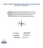 Renault Megane 2 Krom Aksesuar Seti 2 Parça Paslanmaz Çelik SEDAN (Cam Çıtası + Ön Panjur)