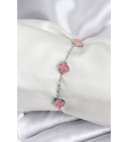 316L Çelik Gümüş Renk Pembe Baby Boy Yonca Kadın Bileklik 5886 - HPSBYI7631-2800