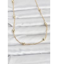 CM 14K Gold Renk Topçuklu Burgu Zincir Model 60 cm Kadın Kolye 5886 - SSSSSS7650-5632