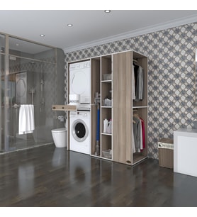Kenzlife çamaşır-kurutma makinesi dolabı ve giysi dolabı çekmeceli attar sağ crd 187*160*60  banyo (Beyaz)