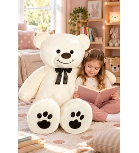 PANDAMKEE 120 cm Gold Serisi Papyonlu Ayıcık (Krem)