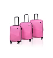 Polo&Sky Elmas Model Pembe Renk 3'lü Valiz Bavul Seti