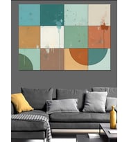 Geometrik Soyut Renkli Kareler Dekoratif Kanvas - Mdf Ahşap Tablo