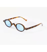 Mobgift Minimal Vintage Retro Oval Kemik Unisex Güneş Gözlüğü (Kahverengi-Mavi)