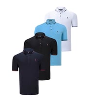 DÖRTLÜ SET T8586 DEWBERRY ERKEK T-SHIRT-SİYAH-BEYAZ-LACİVERT-AÇIK MAVİ