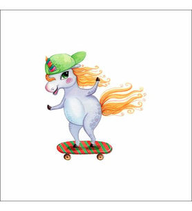 KayKaycı Unicorn Sticker Duvar Sticker 25x25 CM