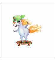KayKaycı Unicorn Sticker Duvar Sticker 25x25 CM