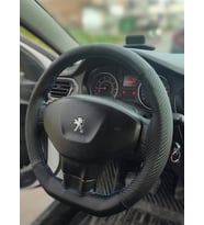 DİKİŞLİ DİREKSİYON KILIFI KARBON / NOKTA DERİ MAVİ DİKİŞLİ PEUGEOT 301 VE CİTROEN ELYSEE İÇİN