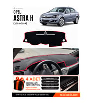 OPEL ASTRA H (2003-2014) Uyumlu Torpido Örtüsü Torpido Kılıfı - Siyah Kırmızı