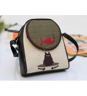 Karamık Figürlü Küçük Postacı Omuz Çantası Etnik Bohem Style - Yesil (Yeşil)