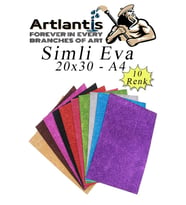 Simli Eva A4 20x30 cm 10 Renk 1 Paket Simli Eva Süngeri 10'lu Okul Kreş Anasınıfı Elişi Etkinlikleri (Çok Renkli)